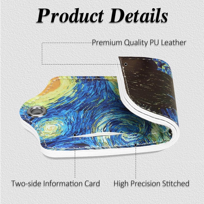 Chelmon Luggage Tags for Suitcases, 2 Pack Cute PU Leather Luggage Tag TSA Approved with Stainless Steel Loop and Address Card Baggage Tag for Travel&Hotel Stays&Cruise Ships&Shipping and Mailing - Image 4
